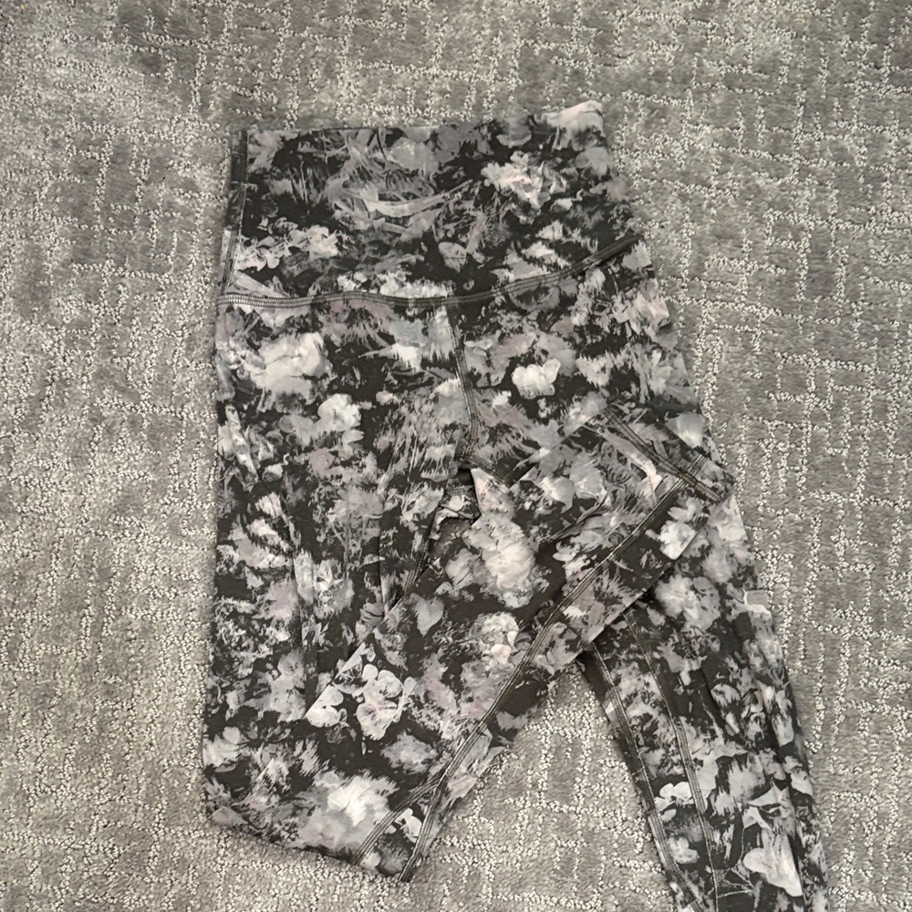 Floral Print Grey Active Leggings